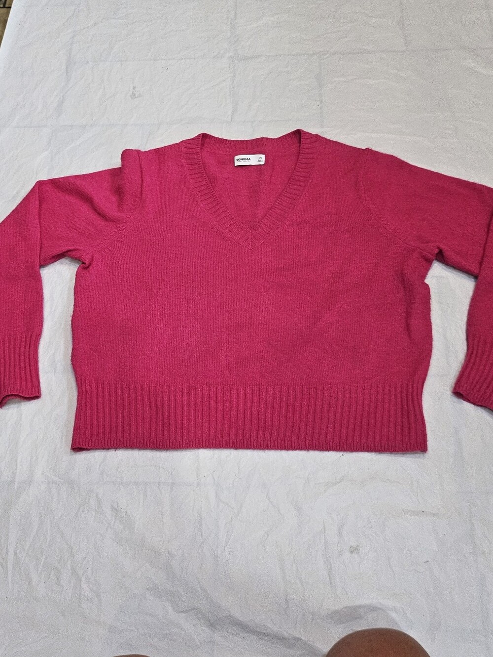 Sonoma Hot Pink V-Neck Sweater. Sz PL